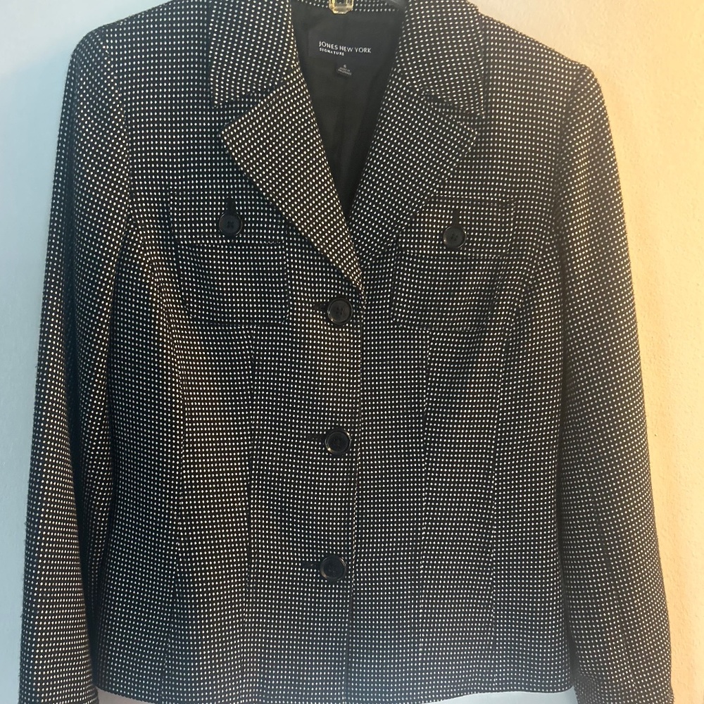 Navy and White check Women's Jones Signature Jacket Sz. 8